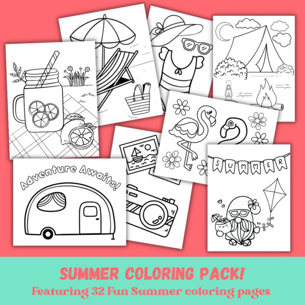 Summer Coloring Pages - Digital Coloring Book - Digital Download