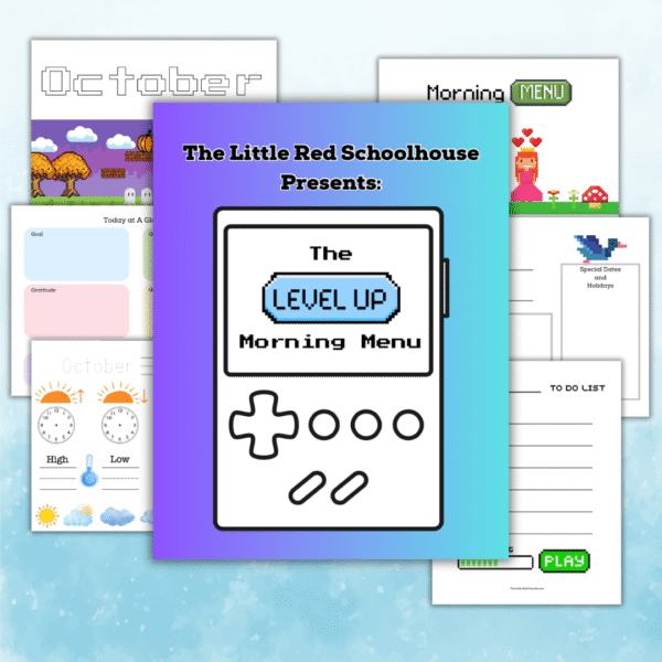 Homeschool Morning Menu - Level Up (Video Game Theme) - Digital Download